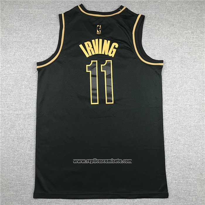 Camiseta Golden Edition Brooklyn Nets Kyrie Irving #11 Negro